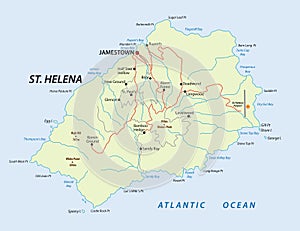 Map of british island St Helena in the Atlantic Ocean