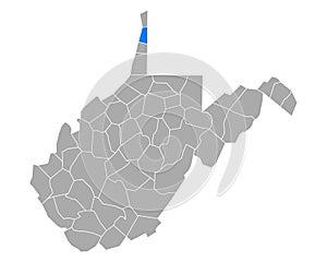 Map of Brooke in West Virginia