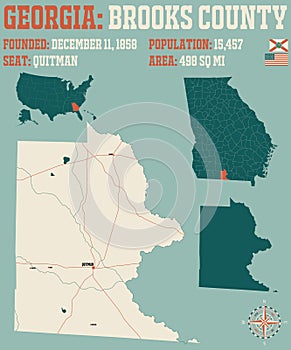 Map of Brooks County in Georgia