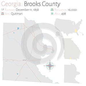 Map of Brooks County in Georgia