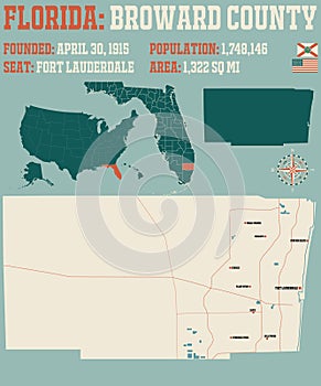 Map of Broward County in Florida