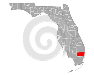 Map of Broward in Florida