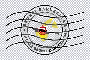 Map of Brunei Darussalam, Postal Passport Stamp, Travel Stamp