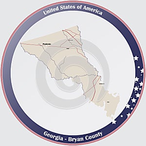 Map of Bryan County in Georgia