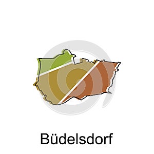 map of Budelsdorf vector design template, national borders and important cities illustration