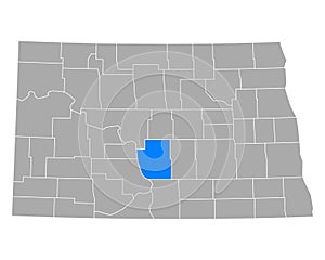 Map of Burleigh in North Dakota