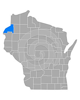 Map of Burnett in Wisconsin