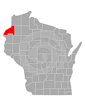 Map of Burnett in Wisconsin