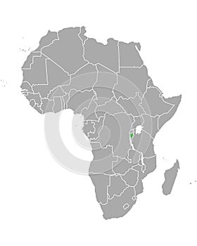 Map of Burundi in Africa