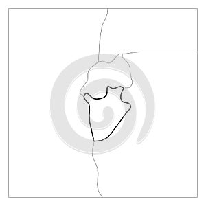 Map of Burundi black thick outline highlighted with neighbor countries