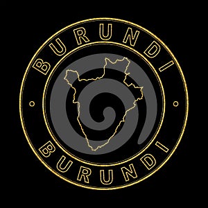 Map of Burundi, Golden Stamp Black Background