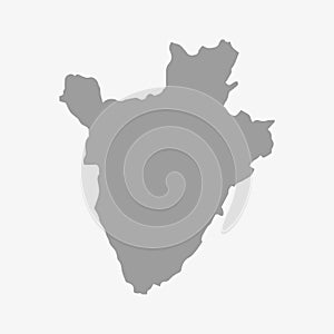 Map of Burundi in gray on a white background