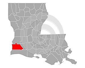 Map of Calcasieu in Louisiana