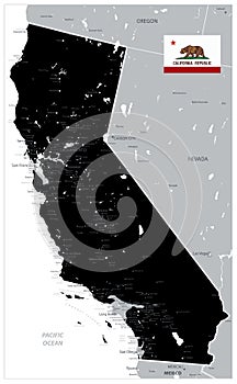 Map of California State Black Color