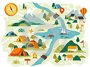 Map for camping and travel vector