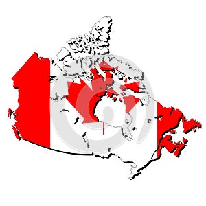 Map of Canada with flag