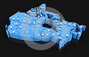 Map of Canada with flight paths