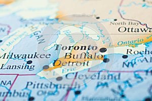 Map of Canada focus on Toronto City