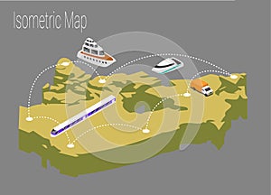 Map Canada isometric concept.