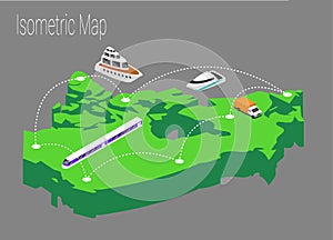 Map Canada isometric concept.