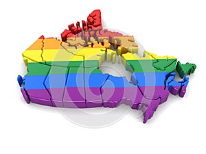 Map of Canada with LGBT flag