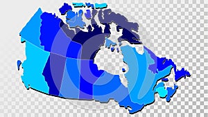 Map of Canada in Shades of Blue