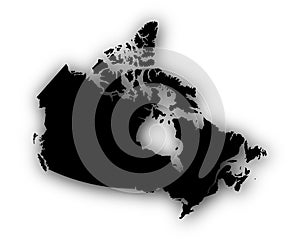 Map of Canada with shadow