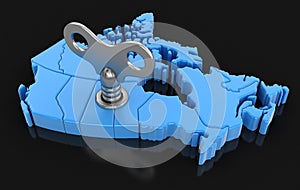 Map of Canada with winding key