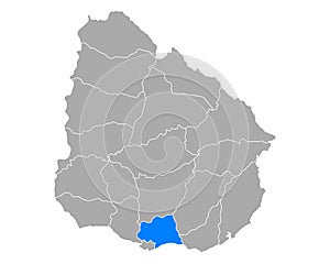 Map of Canelones in Uruguay
