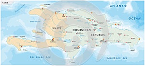 Map of Caribbean island of Hispaniola