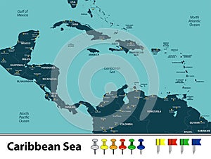 Map of Caribbean Sea