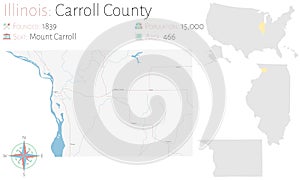 Map of Carroll County in Illinois