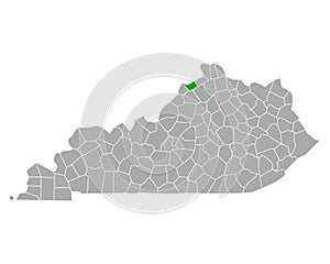 Map of Carroll in Kentucky