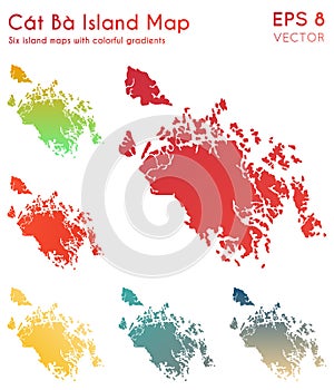 Map of Cat Ba Island with beautiful gradients.