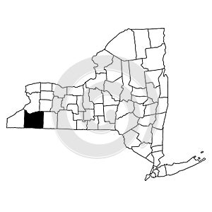 Map of cattaraugus County in New York state on white background. single County map highlighted by black colour on New york map photo