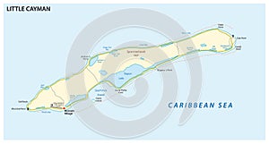 Map of Cayman Brac, an island in the Cayman Islands, UK