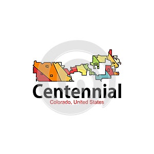 Map Of Centennial Colorado City Colorful Geometric Logo photo