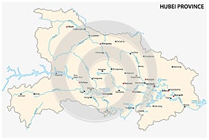 Map of Central China s Hubei Province China