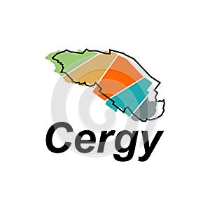 Map of Cergy City colorful geometric modern outline, High detailed vector illustration vector Design Template, suitable for your