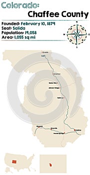 Map of Chaffee County in Colorado