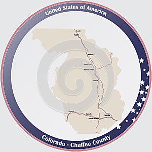 Map of Chaffee County in Colorado