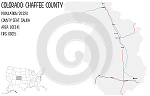 Map of Chaffee County in Colorado, USA