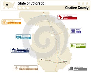 Map of Chaffee County in Colorado USA