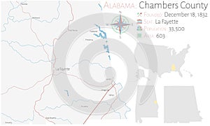 Map of Chambers County in Alabama