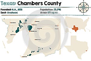 Map of Chambers county in Texas