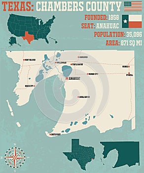 Map of Chambers county in Texas