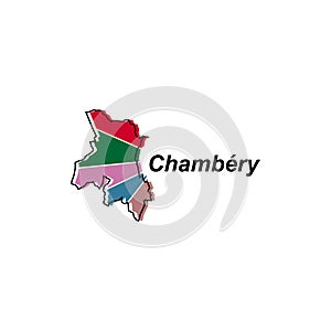 Map of Chambery vector design template, national borders and important cities illustration on white background