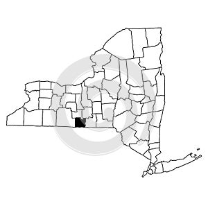Map of chemung County in New York state on white background. single County map highlighted by black colour on New york map photo