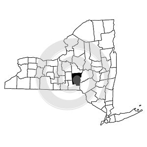Map of chenango County in New York state on white background. single County map highlighted by black colour on New york map photo