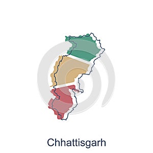 Map of Chhattisgarh colorful illustration design, element graphic illustration template